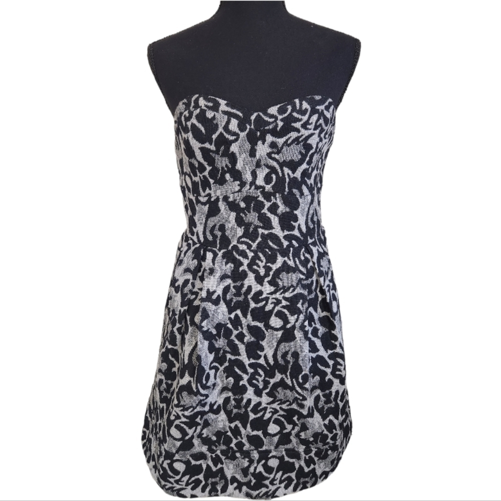 COVET black and charcoal design A line strapless dress sz medium